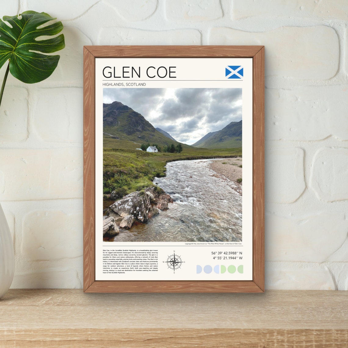 Glen Coe Scotland Highlands Valley Stream Mountain Travel Poster