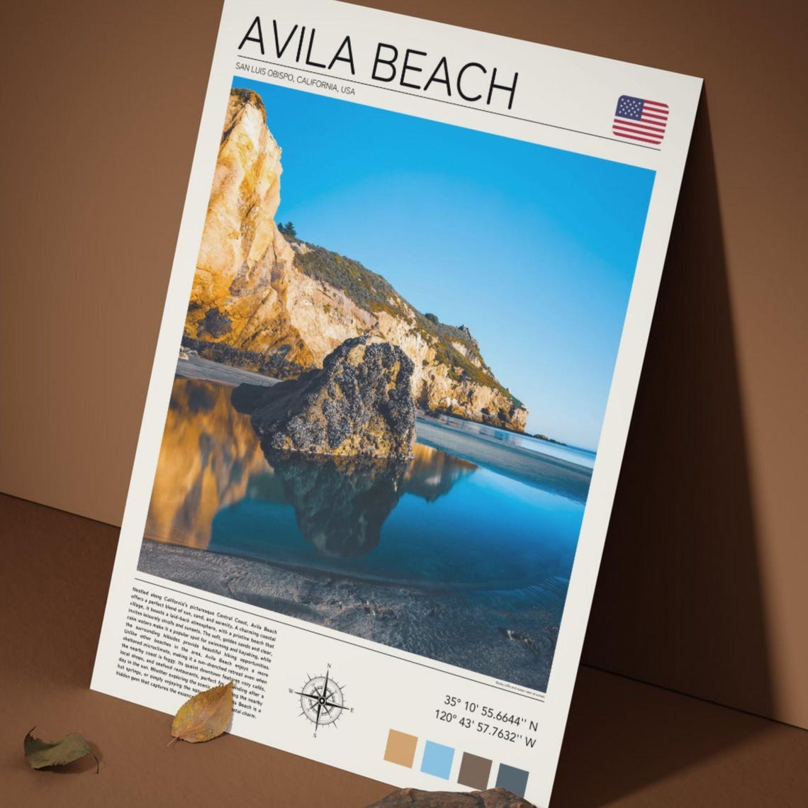 Avila Beach California Golden Cliffs Mirror Reflection Coast Poster - Image 5