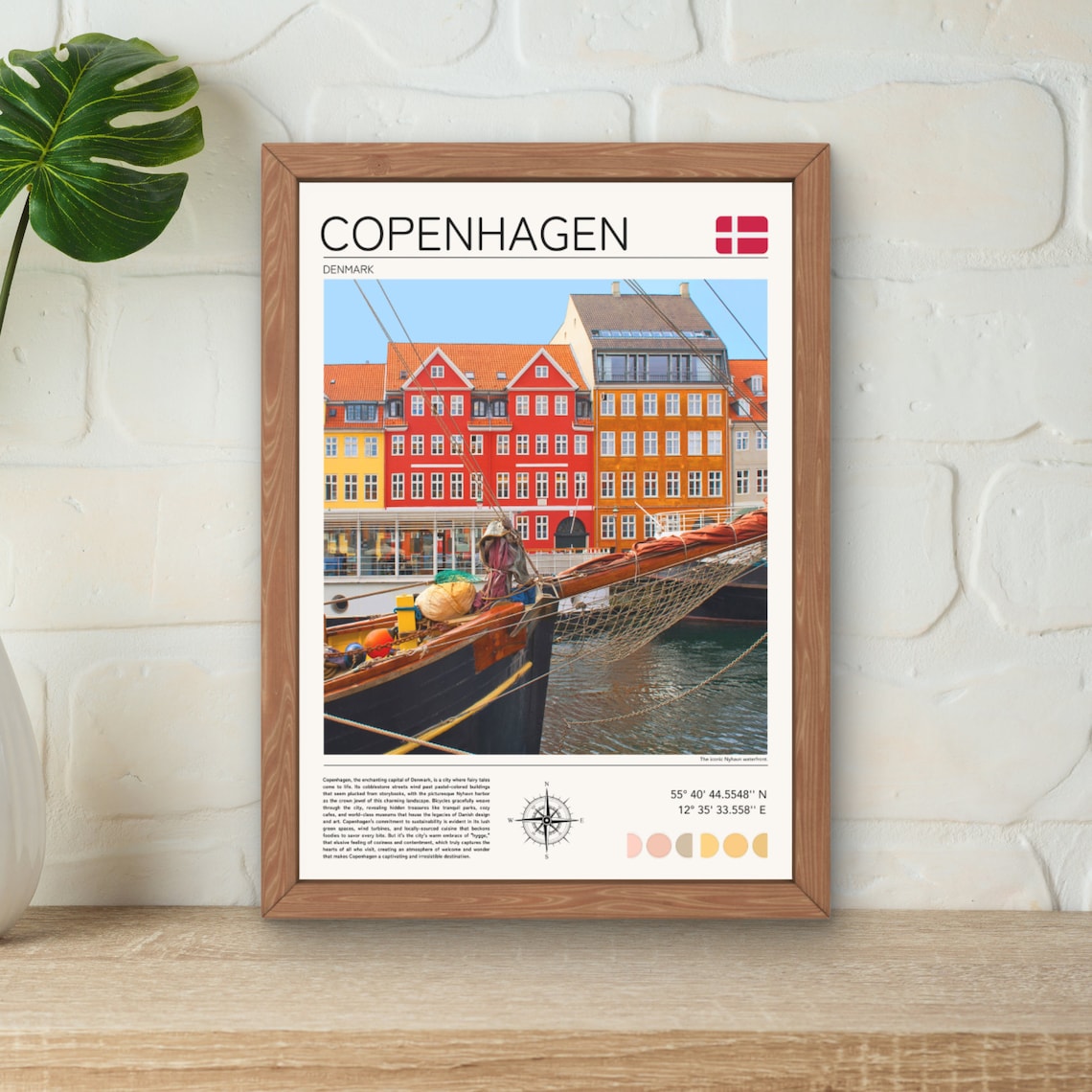 Copenhagen Nyhavn Travel Poster, Denmark Wall Art