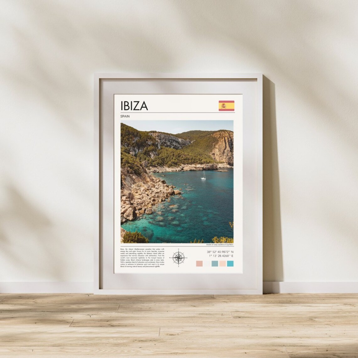 Ibiza Spain Cap Blanc Rocky Coastline Turquoise Cove Travel Poster - Image 3