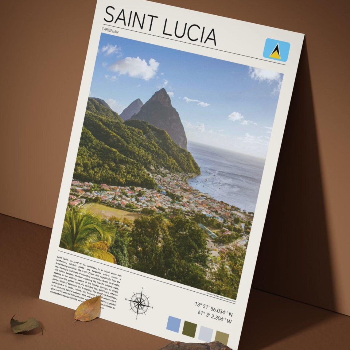 Saint Lucia Caribbean Pitons Volcanic Peaks Soufriere Coast Poster - Image 5