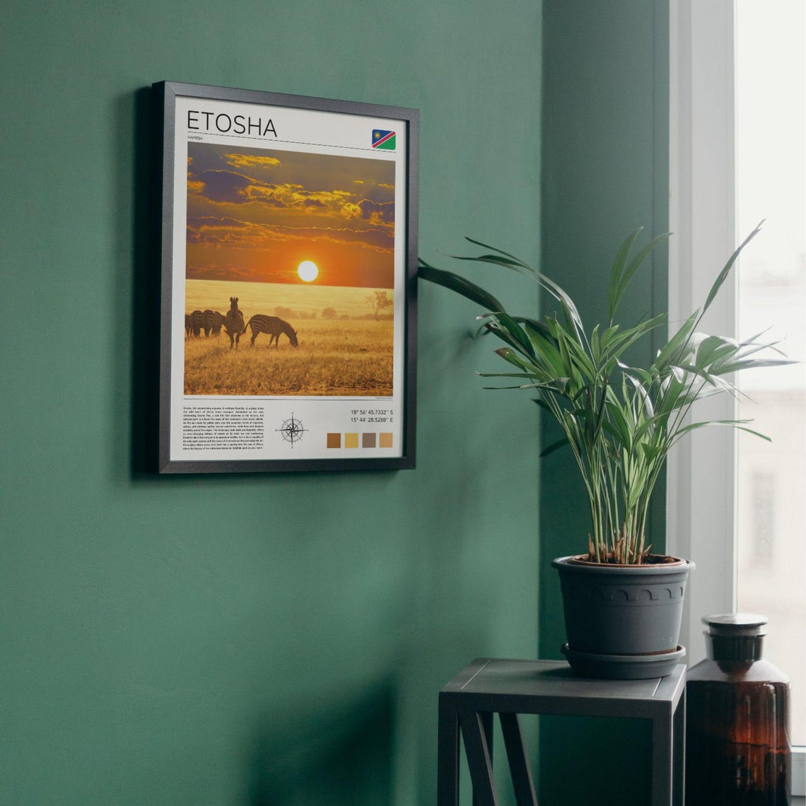 Etosha Namibia Zebras at Sunset Golden Savanna Safari Poster - Image 2