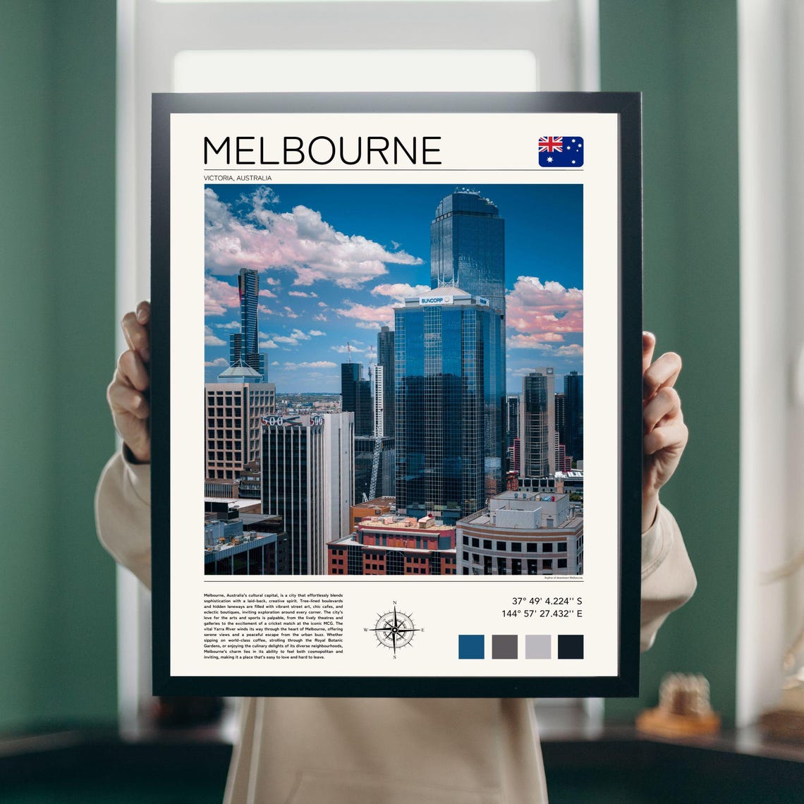 Melbourne Australia Skyline Towers Modern Cityscape Travel Poster - Image 3