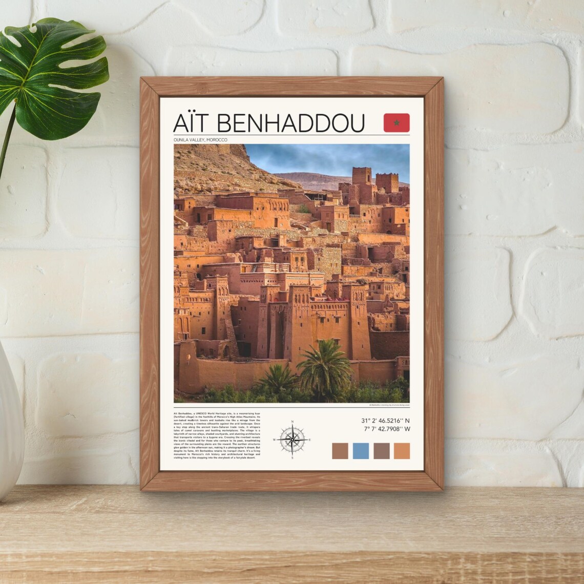 Ait Benhaddou Morocco Ounila Valley Kasbah Desert Fortress Poster