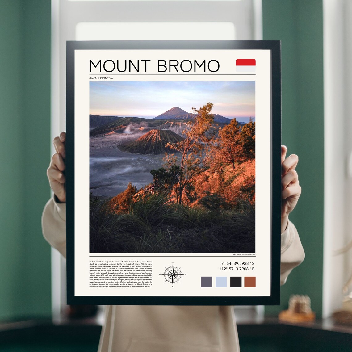 Mount Bromo Print Java Wall Art Mount Bromo Poster Indonesia Travel Art Bromo Wall Art Java Indonesia Art Volcano Print Bromo Travel - Image 3