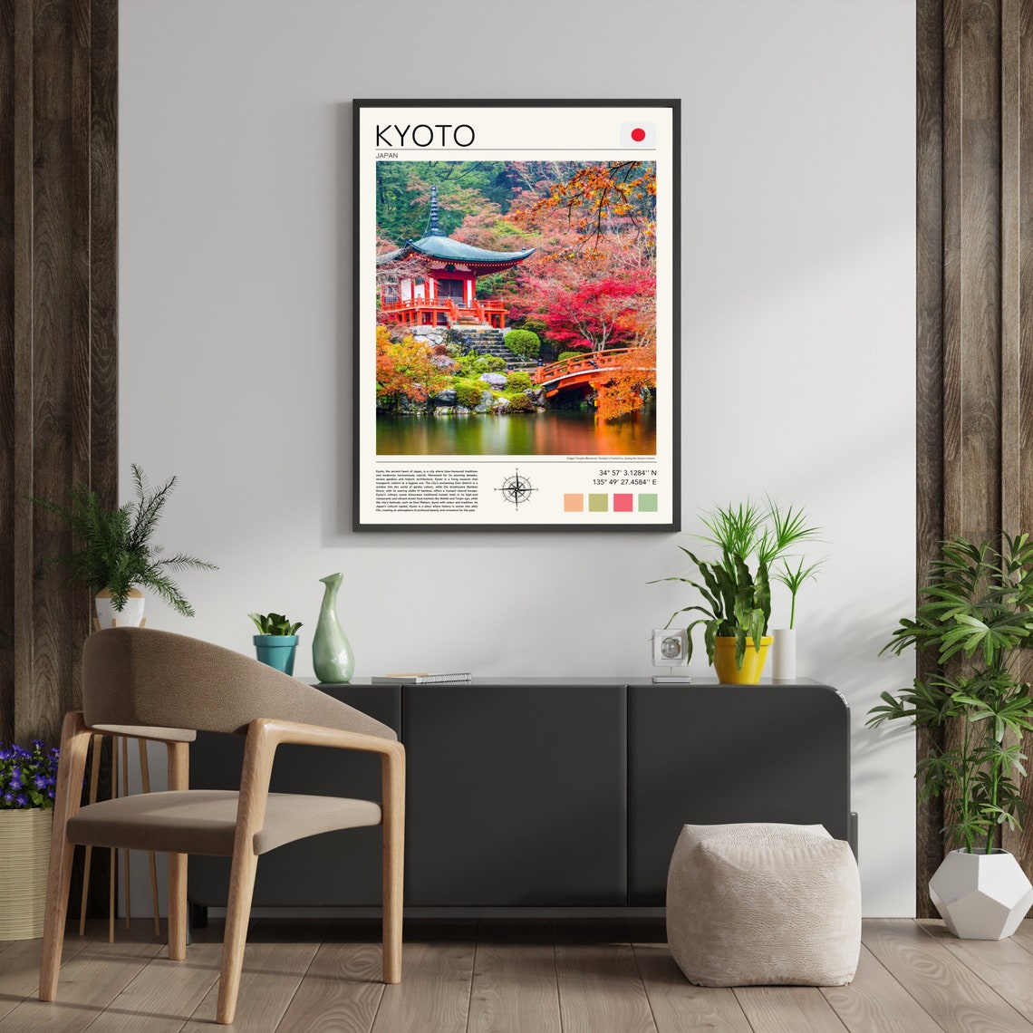 Kyoto Print Kyoto Wall Art Kyoto Japan Poster Japan Travel Art Kyoto Temple Art Japanese Temple Art Japan In The Fall - Image 2