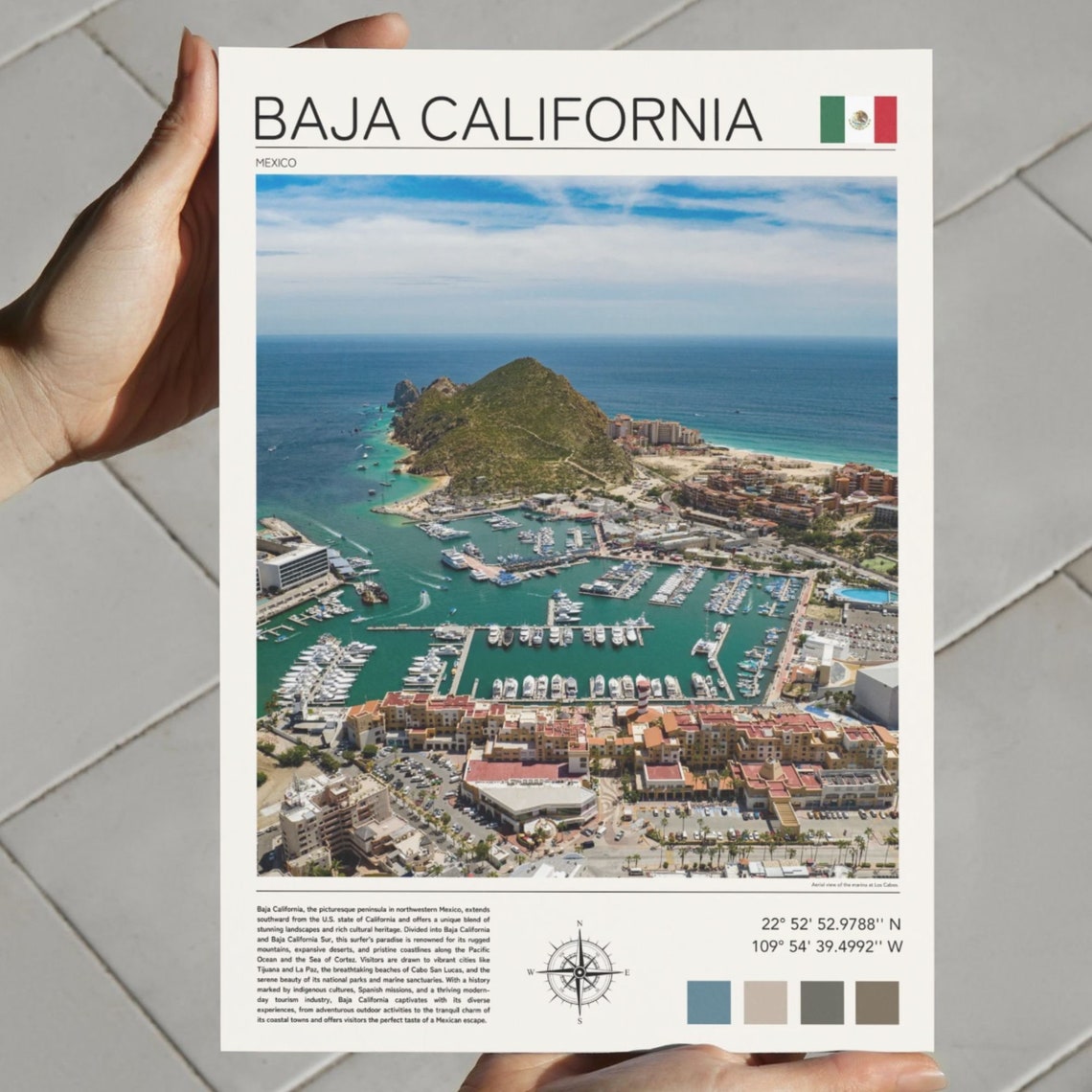 Baja California Mexico Aerial Marina Harbor Coastline View Poster - Image 5