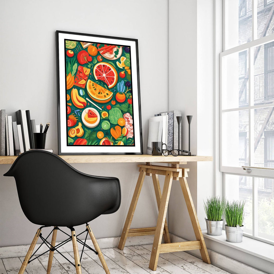 Colorful Fruit Illustration Citrus and Berries Cheerful Kitchen Print - Image 3