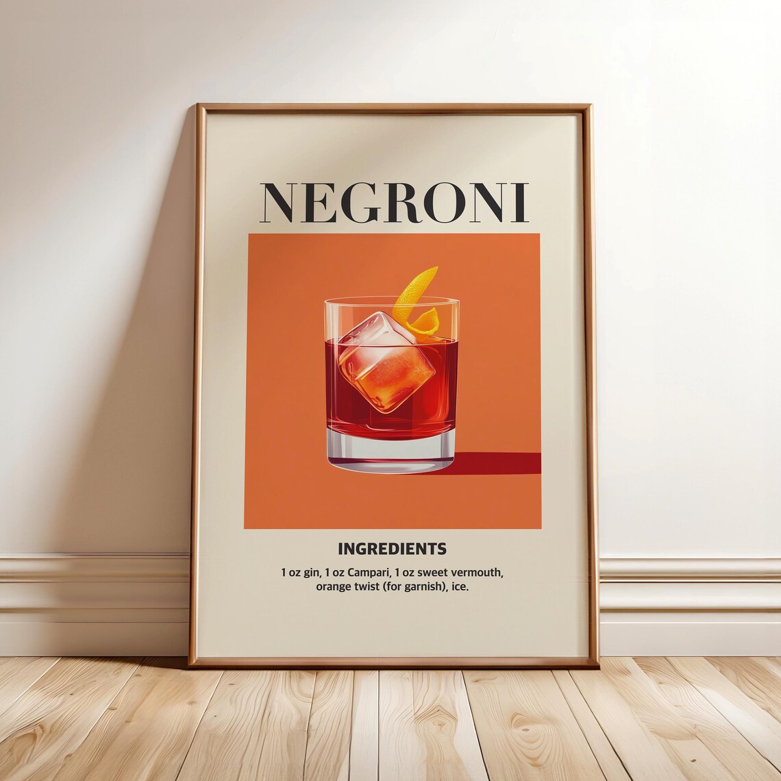 Negroni Cocktail Retro Kitchen Art Print