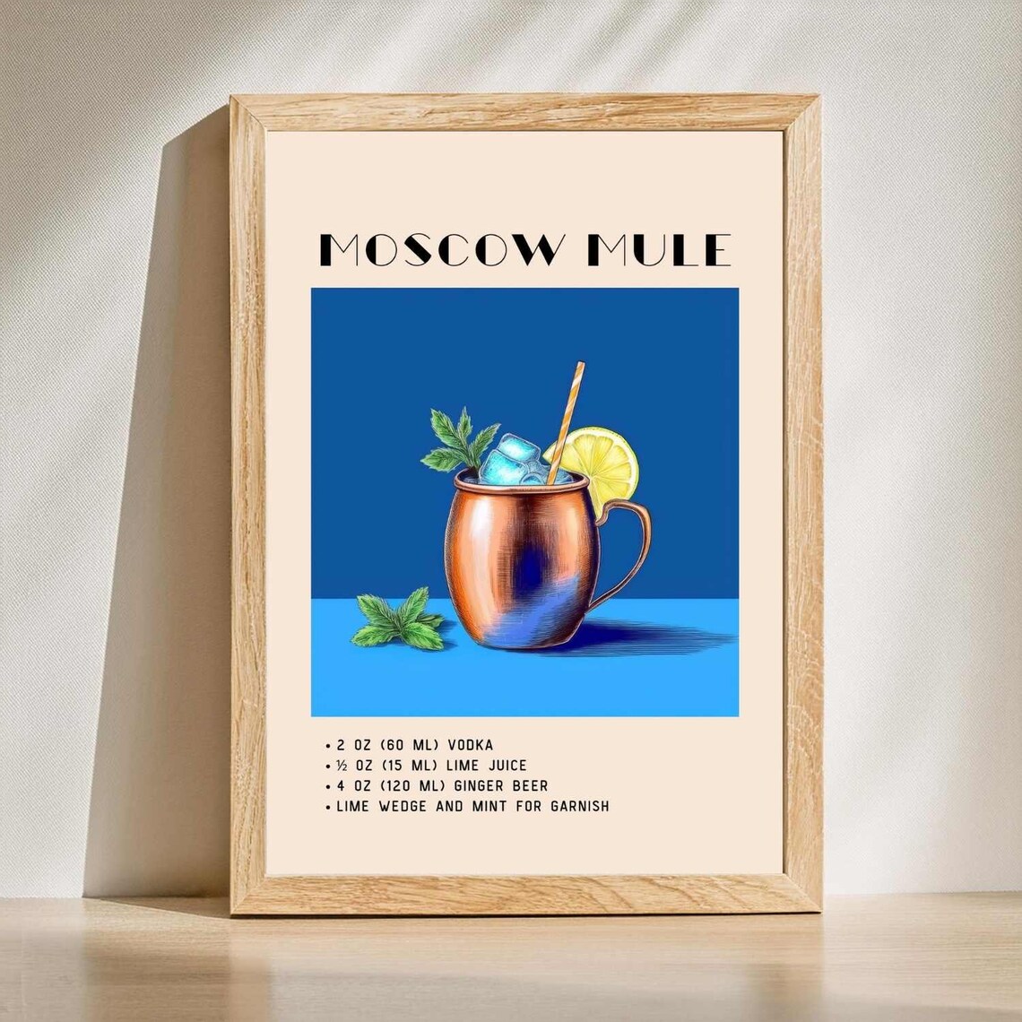 Moscow Mule Retro Bar Cart Decor, Watercolor
