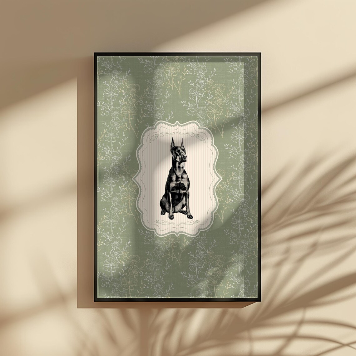 Vintage Doberman Art Print, Nursery Decor