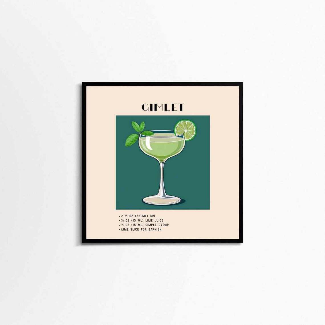 Gimlet Print, Minimalist Retro Bar Cart Decor - Image 2