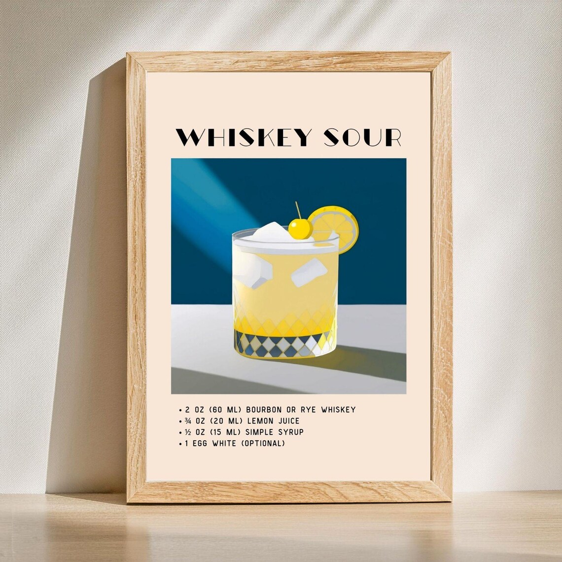 Whiskeysour Cocktail, Yellow Minimalist Retro Art