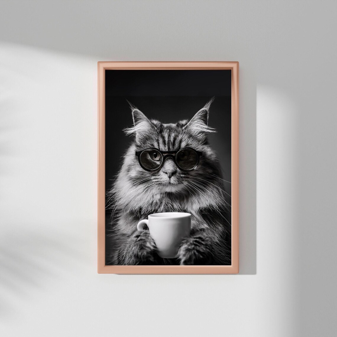 Cat Drinking Coffee, Vintage Kitchen Decor Print - Image 4