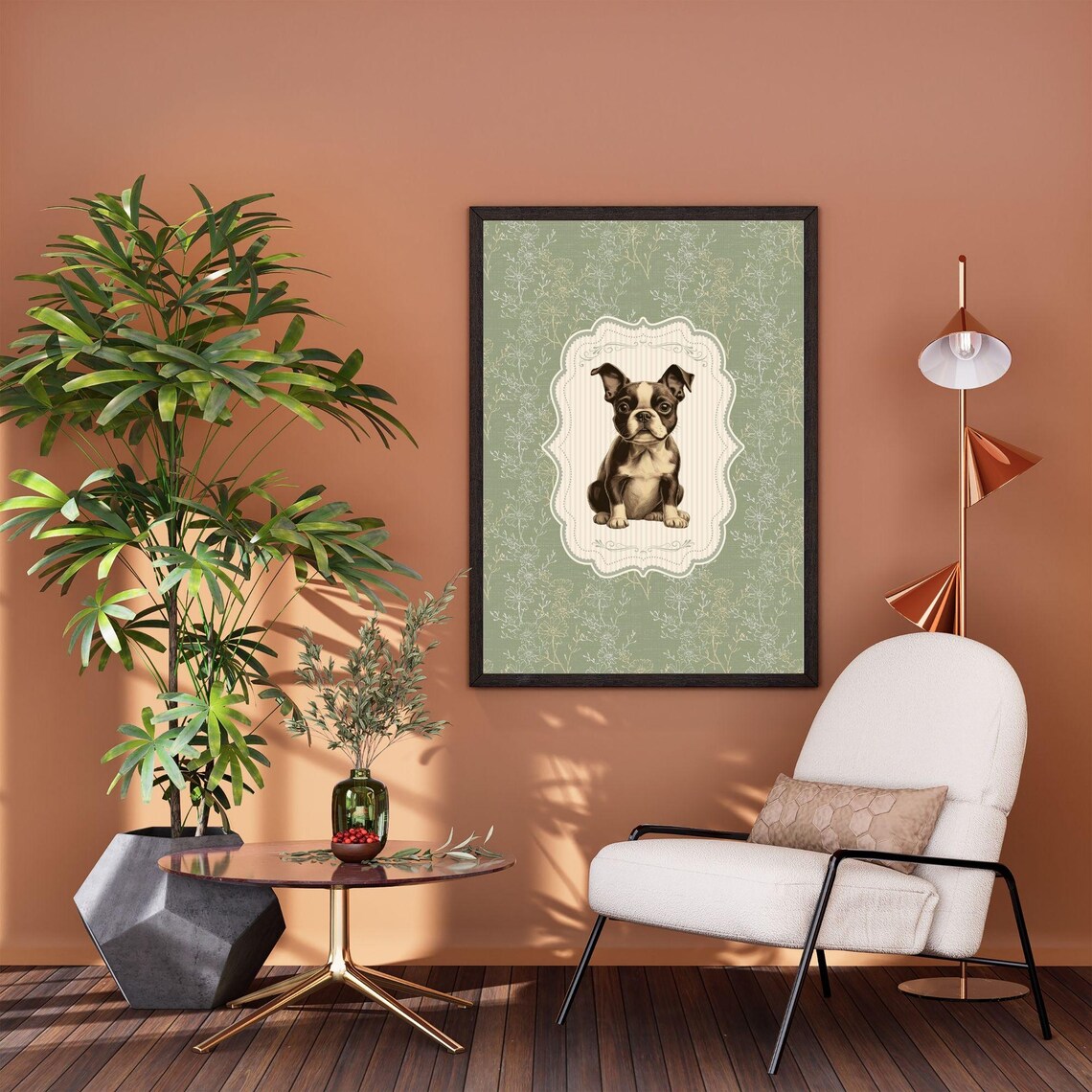 Vintage Boston Terrier Nursery Decor, Animal Sketch - Image 5