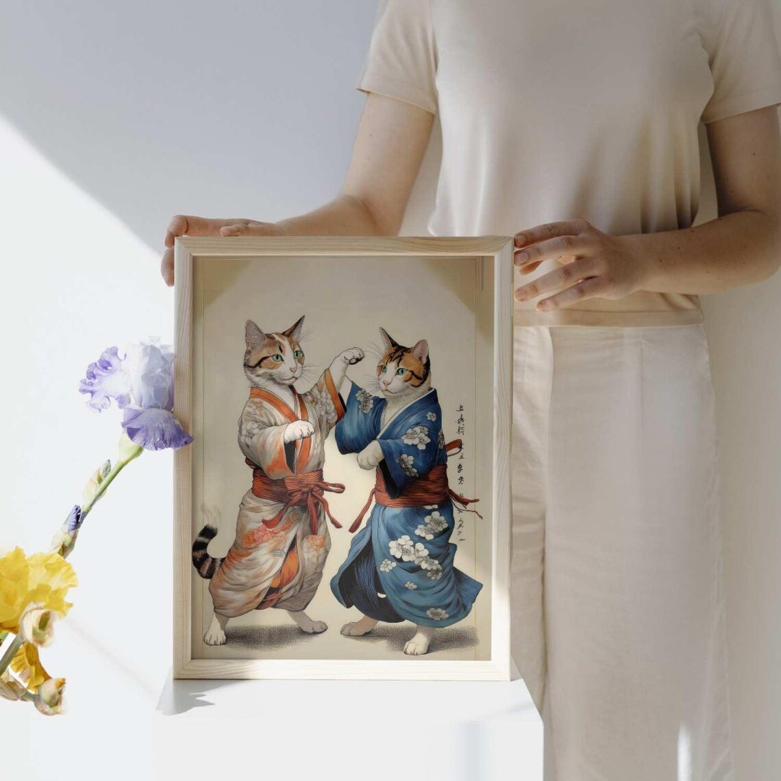 Vintage Samurai Cats, Japanese Kimono Cat Poster - Image 4