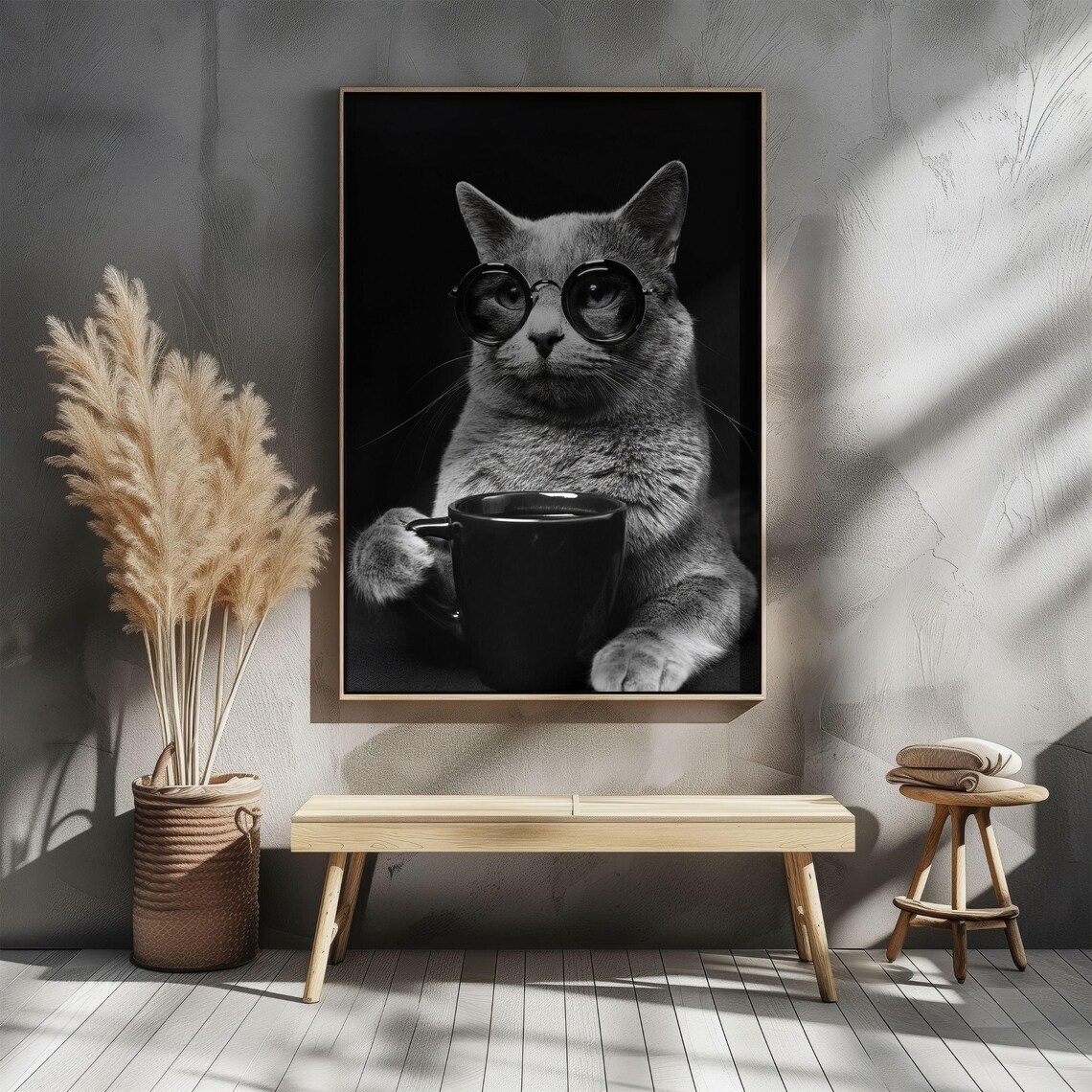 Cat Drinking Coffee, Vintage Kitchen Art Print - Image 3