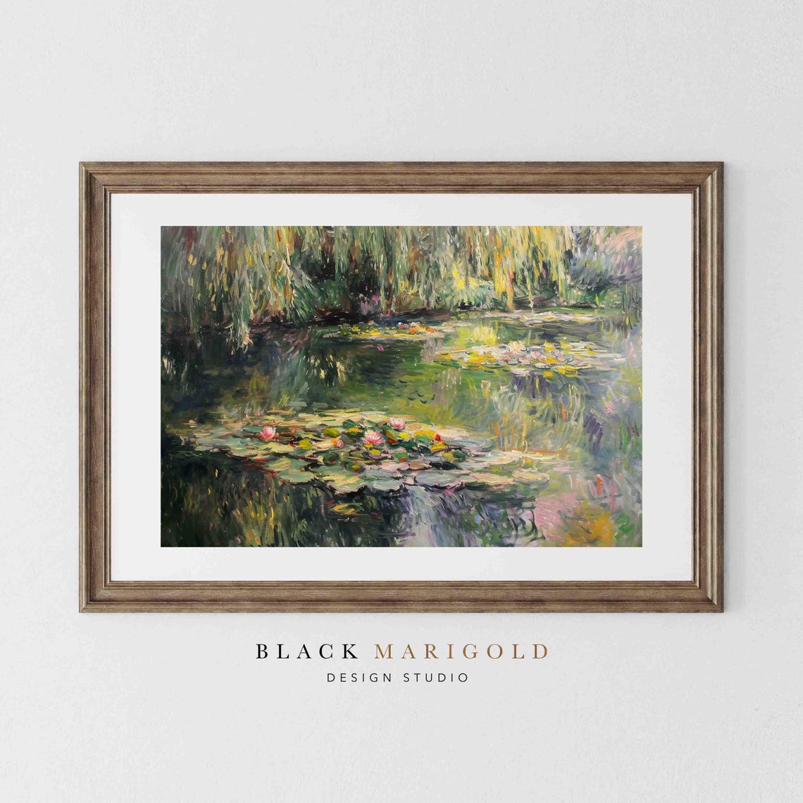 Water Lily Pond With Weeping Willows Impressionist Style Poster