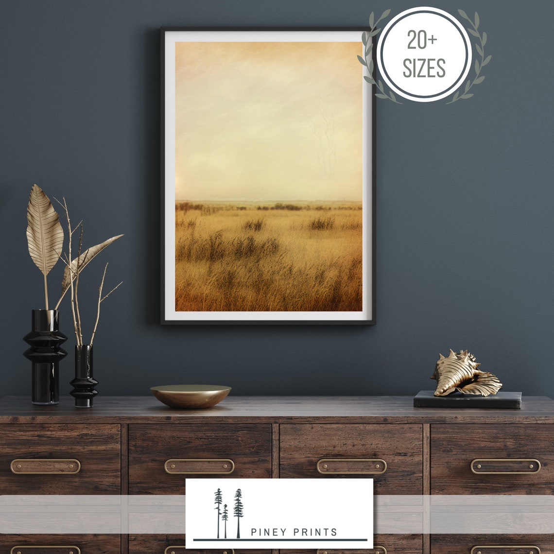 Golden Prairie Grass Modern Landscape Amber Field Decor Poster - Image 2
