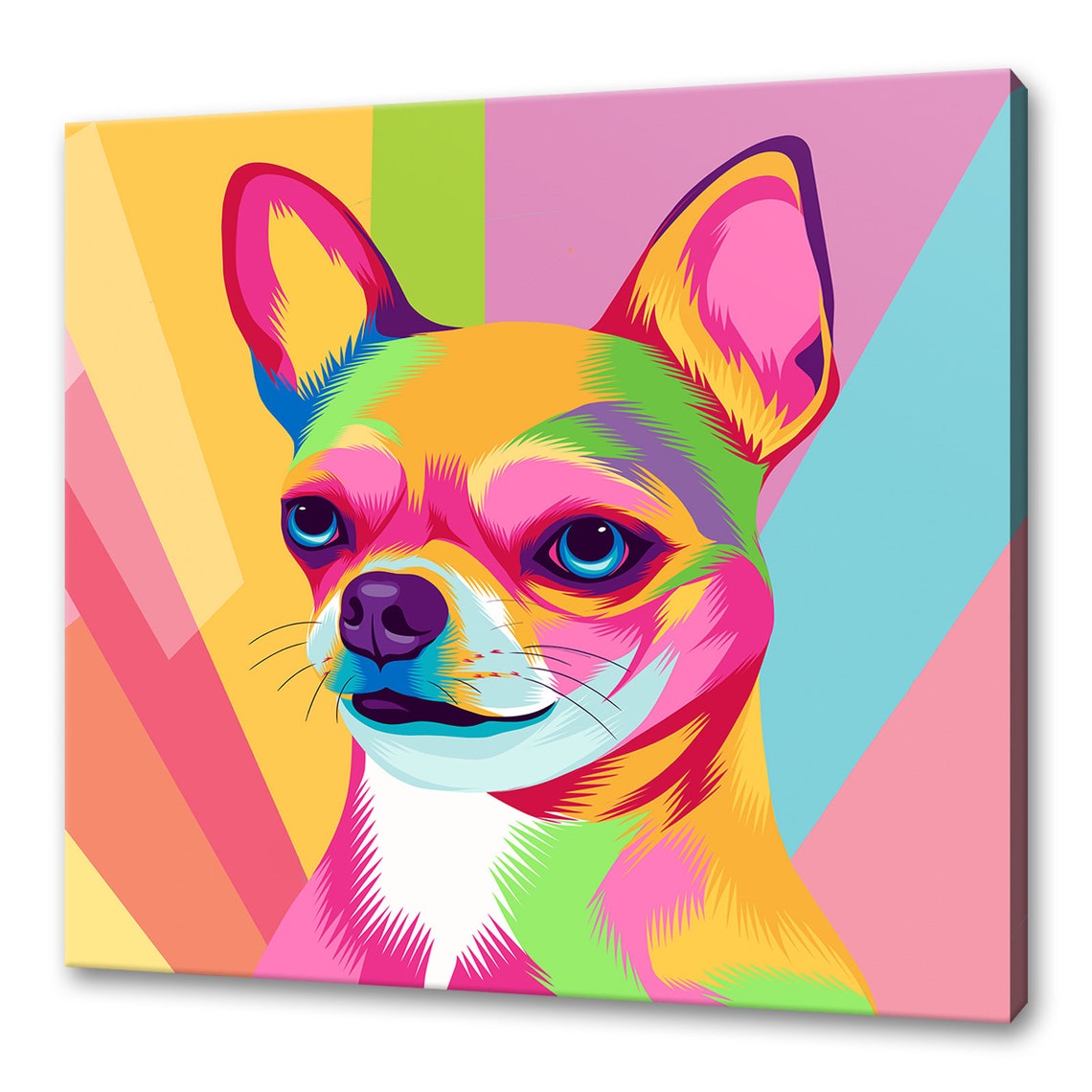 Rainbow Chihuahua Pop Art Dog Portrait Neon Colours Art Poster