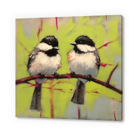 Cute Chickadees Bird Print Birds Wall Art Bird Lover Gift Nature Wall Hanging Avian Wall Decor Handmade Bird Art Fast Turnaround