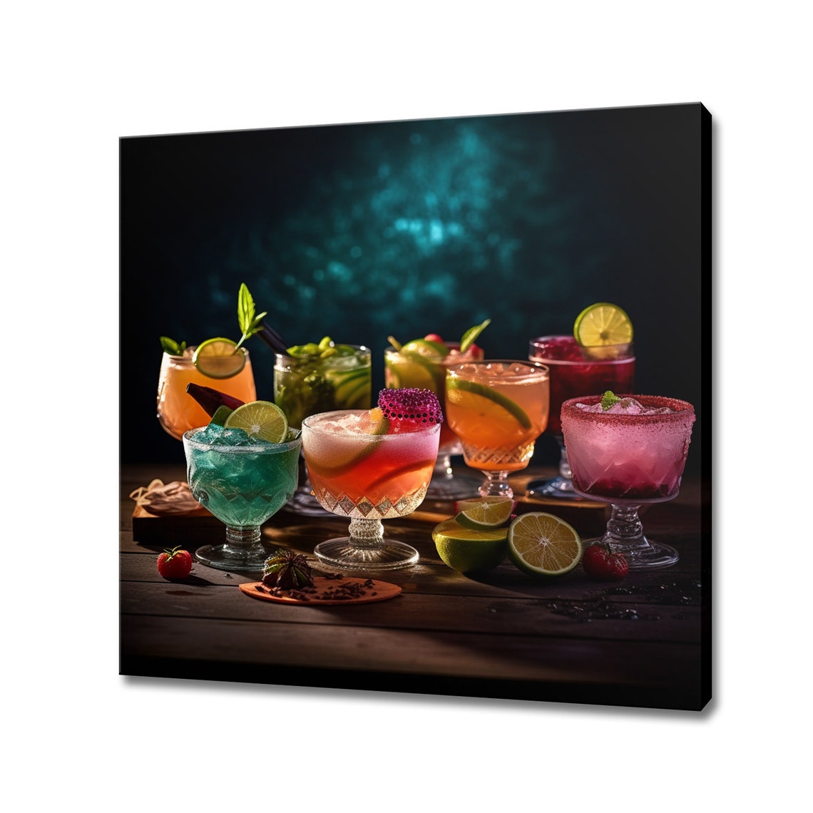 Collection Of Colourful Tropical Cocktails Glasses Print Drinks Kitchen Wall Art Bar Restaurant Wall Decor Alcoholic Drinks Print