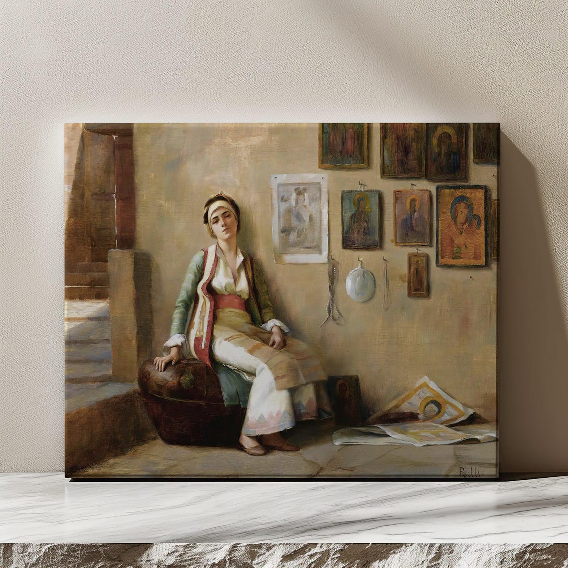 A Moments Rest Woman By Theodore Jacques Ralli Vintage Oil Art Poster