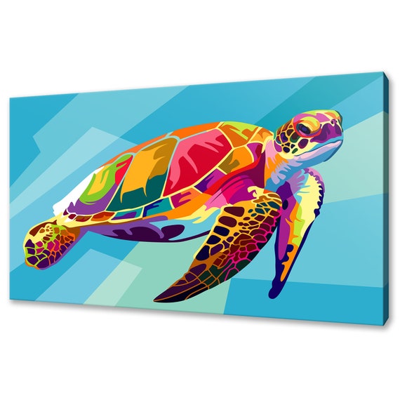 Colorful Turtle Sea Life Art Print, Ocean Decor