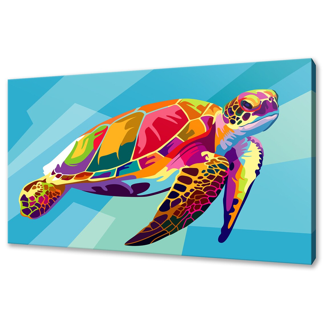 Colorful Turtle Sea Life Art Print, Ocean Decor
