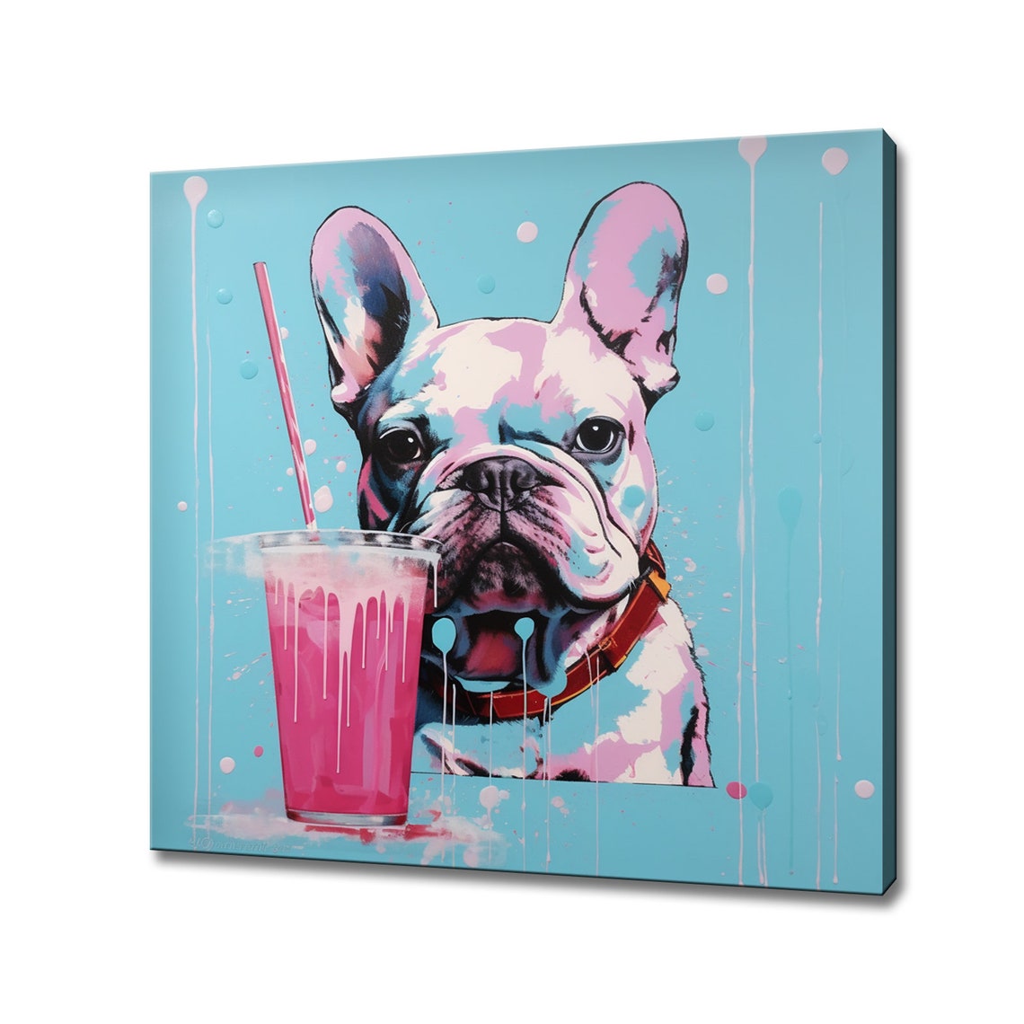 Cute French Bulldog Pink Milkshake Pop Art Dog Lovers Wall Art Print