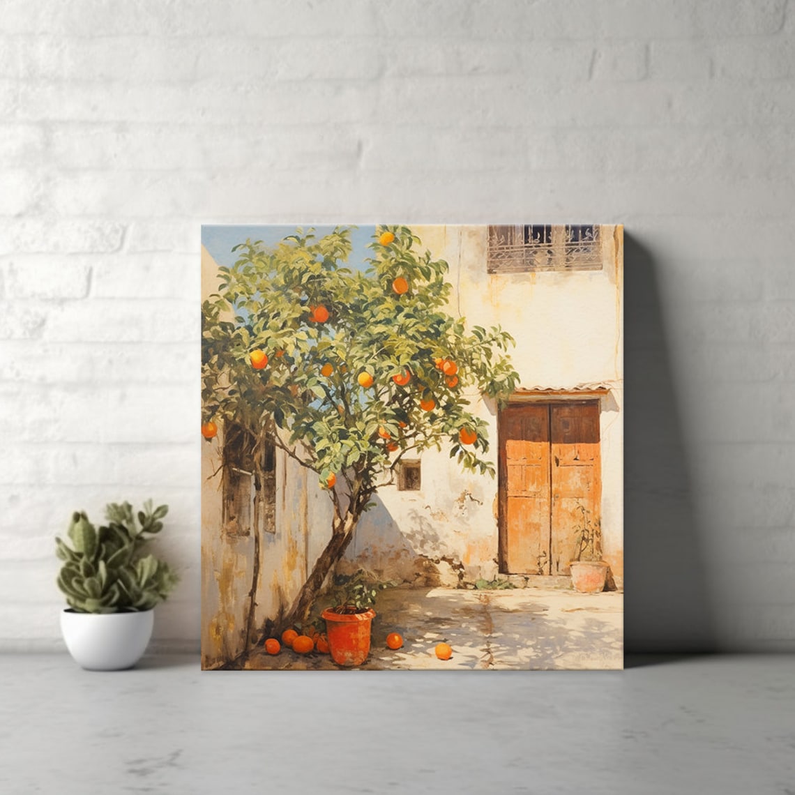 Orange Tree in Spanish Yard, Vintage Landscape Art Print - Image 2