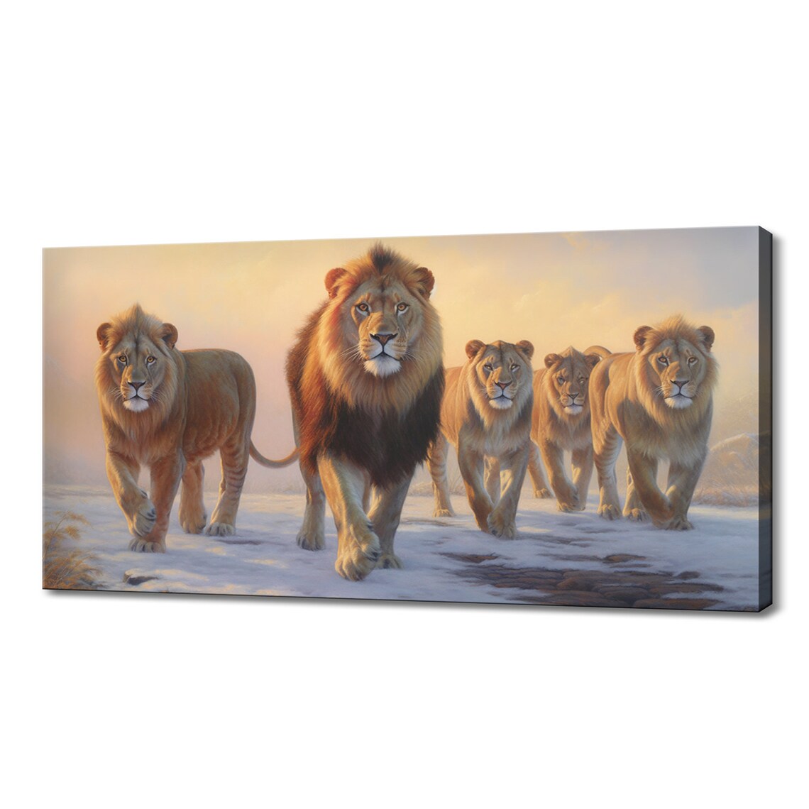 Lions Pride Walking Together Art Print, Wildlife