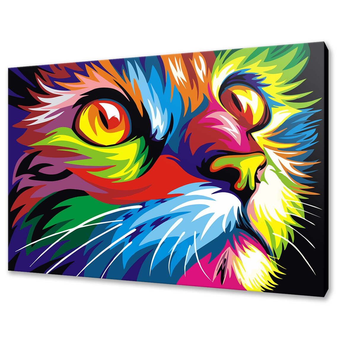 Cat Art Print, Colourful Animal Home Decor Gift