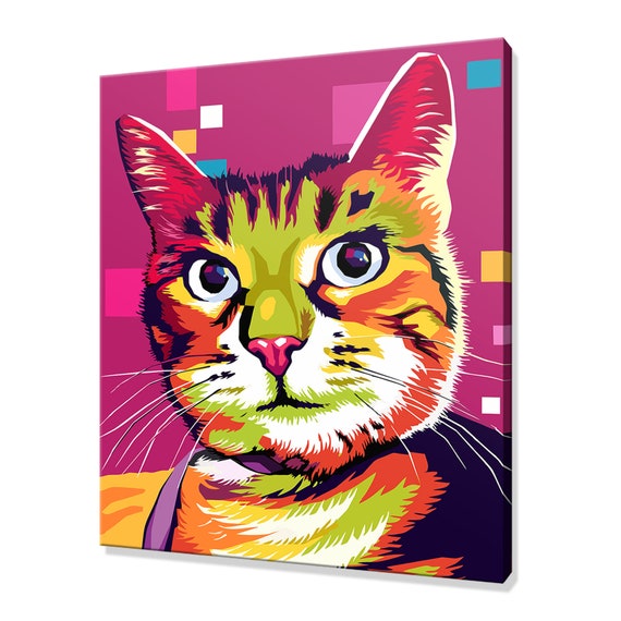 Cat Art Print, Colourful Animal Home Wall Decor