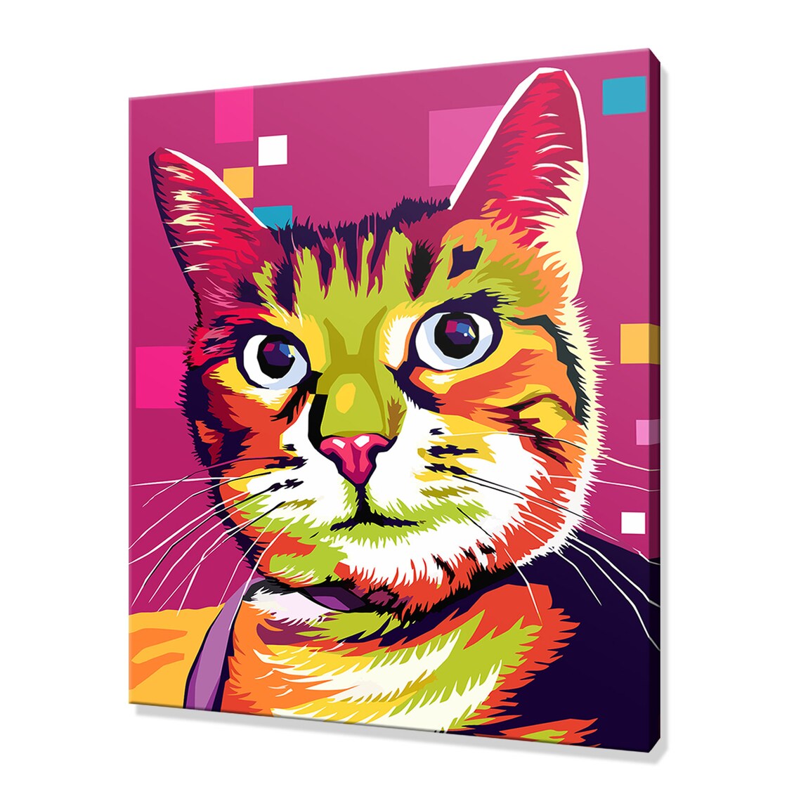 Cat Art Print, Colourful Animal Home Wall Decor