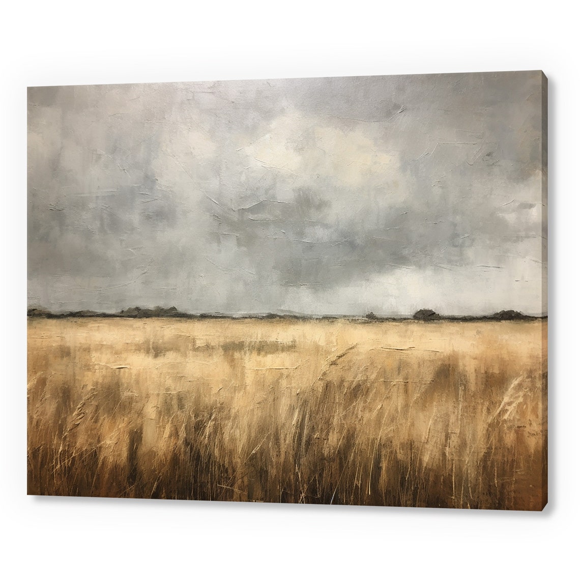 Vintage Country Landscape Stormy Clouds Antique Countryside Print Moody Painting Print Living Room Wall Art Farmhouse Decor Art