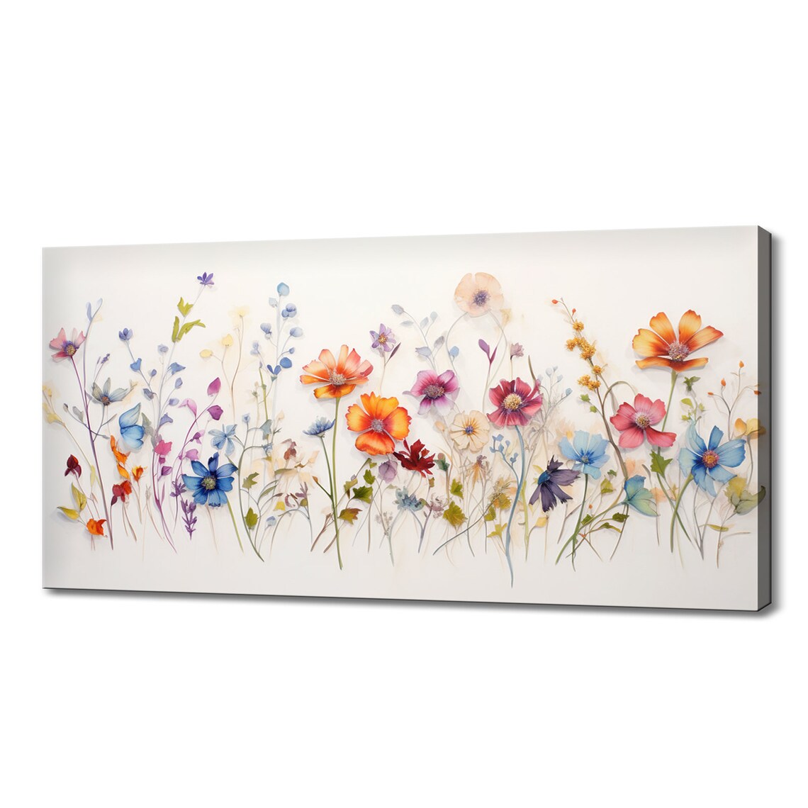 Pastel Spring Wildflowers Field Meadow Watercolor Floral Art Poster