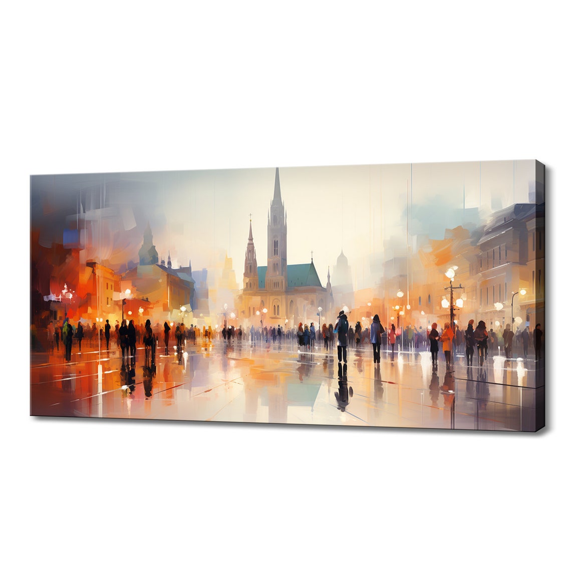 Zagreb Croatia Old Town Cathedral Square Rainy Watercolor Poster
