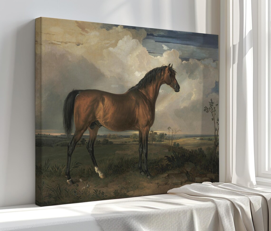 Victorian Bay Horse Classic Oil Painting Equine Wall Art Poster
