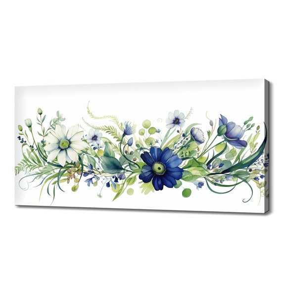 Spring Wildflowers Meadow, Watercolor Floral Art Print