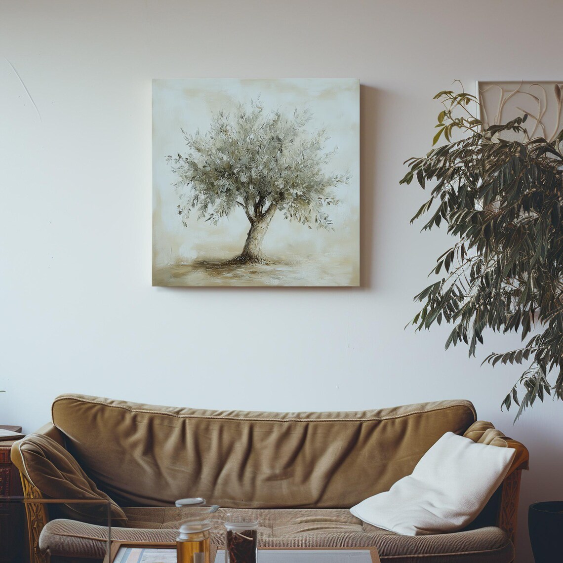 Sage Green Olive Tree Muted Vintage Oil Painting Style Print Vintage Landscape Art Large Wall Art Print Nature Wall Hanging - Image 4