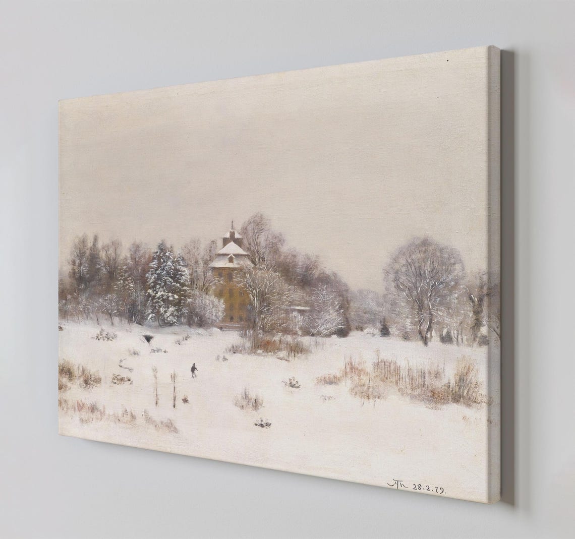Winter Landscape Near Frankfurt Print Snowy Countryside Wall Art Nature Decor For Living Room Bedroom European Winter Scene