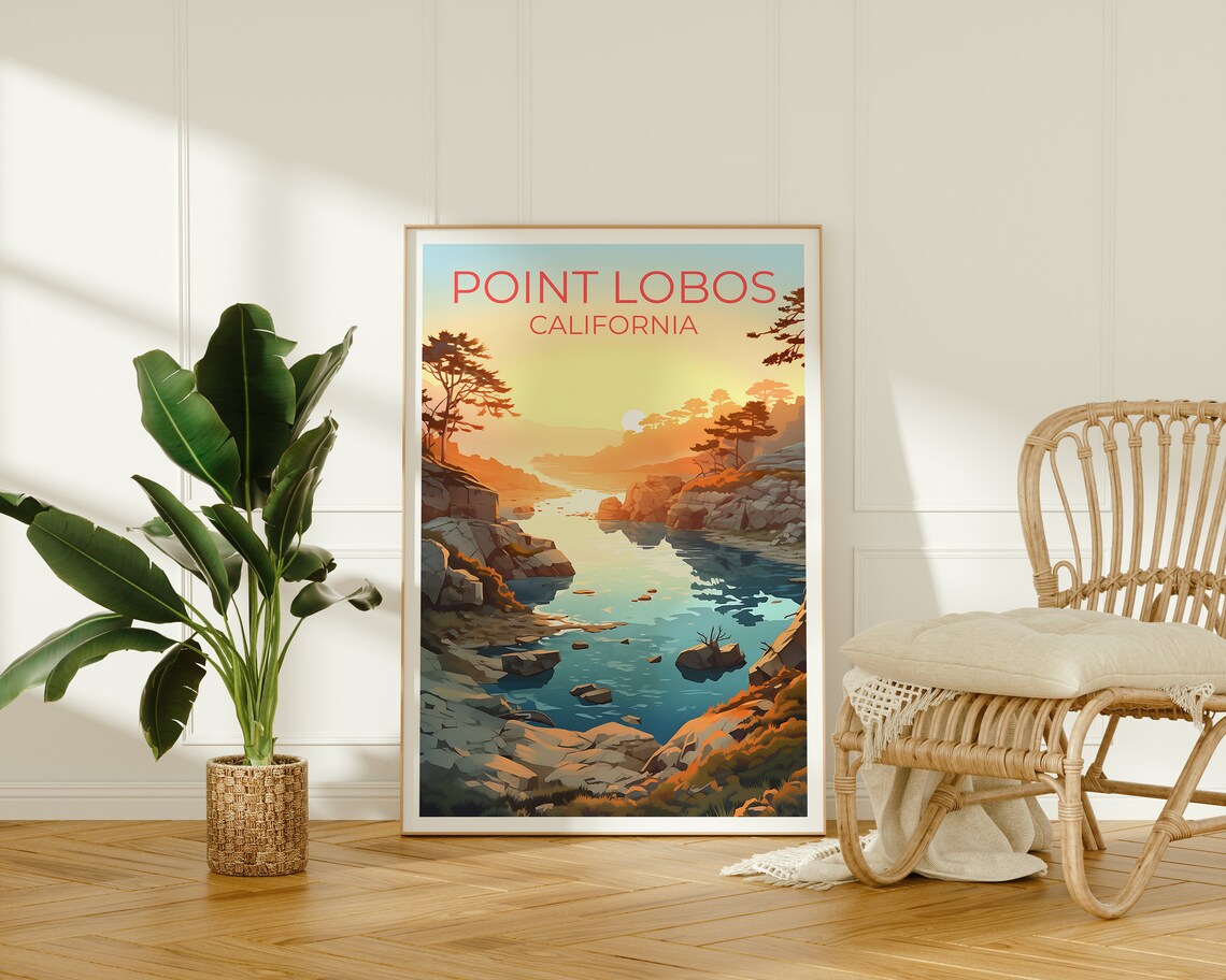 Point Lobos Travel Poster, California Nature Art Print - Image 2