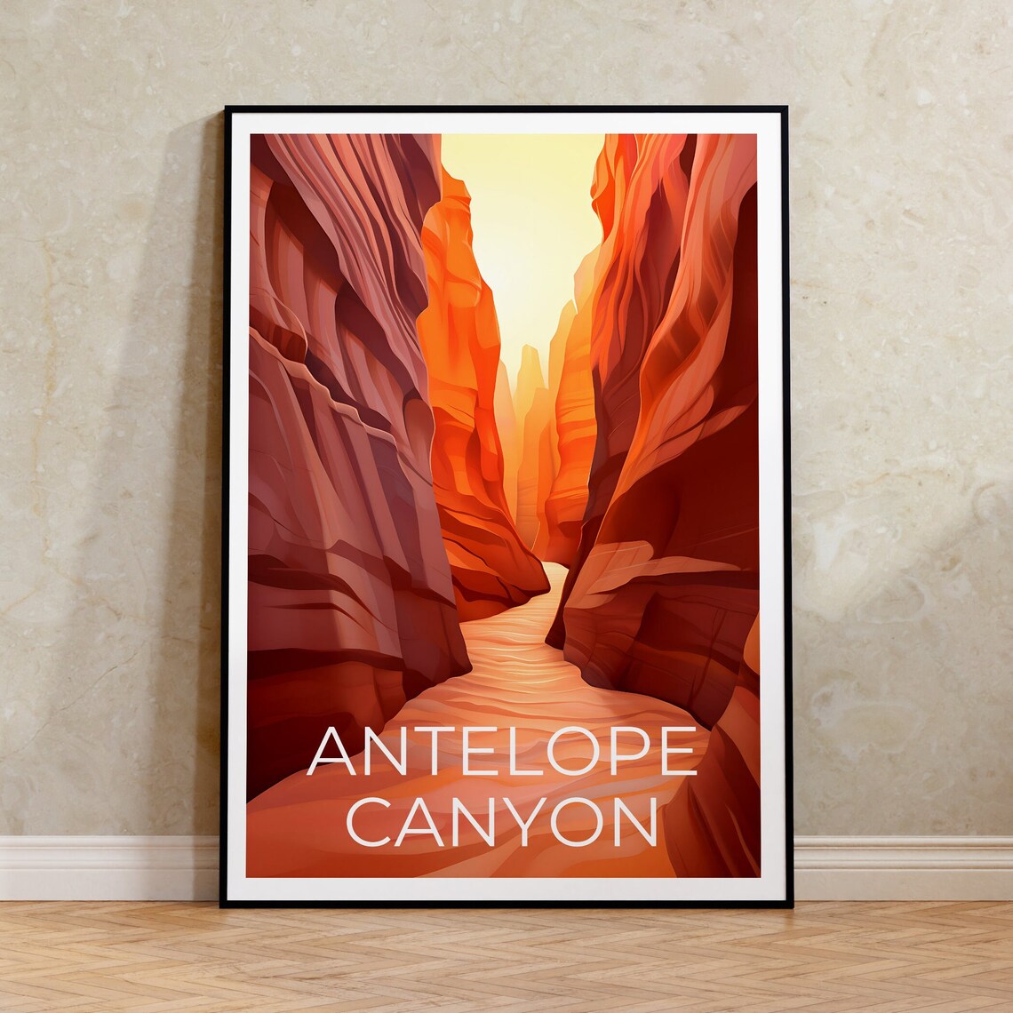 Antelope Canyon Glowing Slot Canyon Red Rock Light Beam Travel Poster