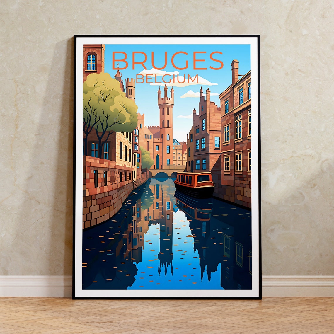 Bruges Travel Poster, Belgium Europe City Art Print