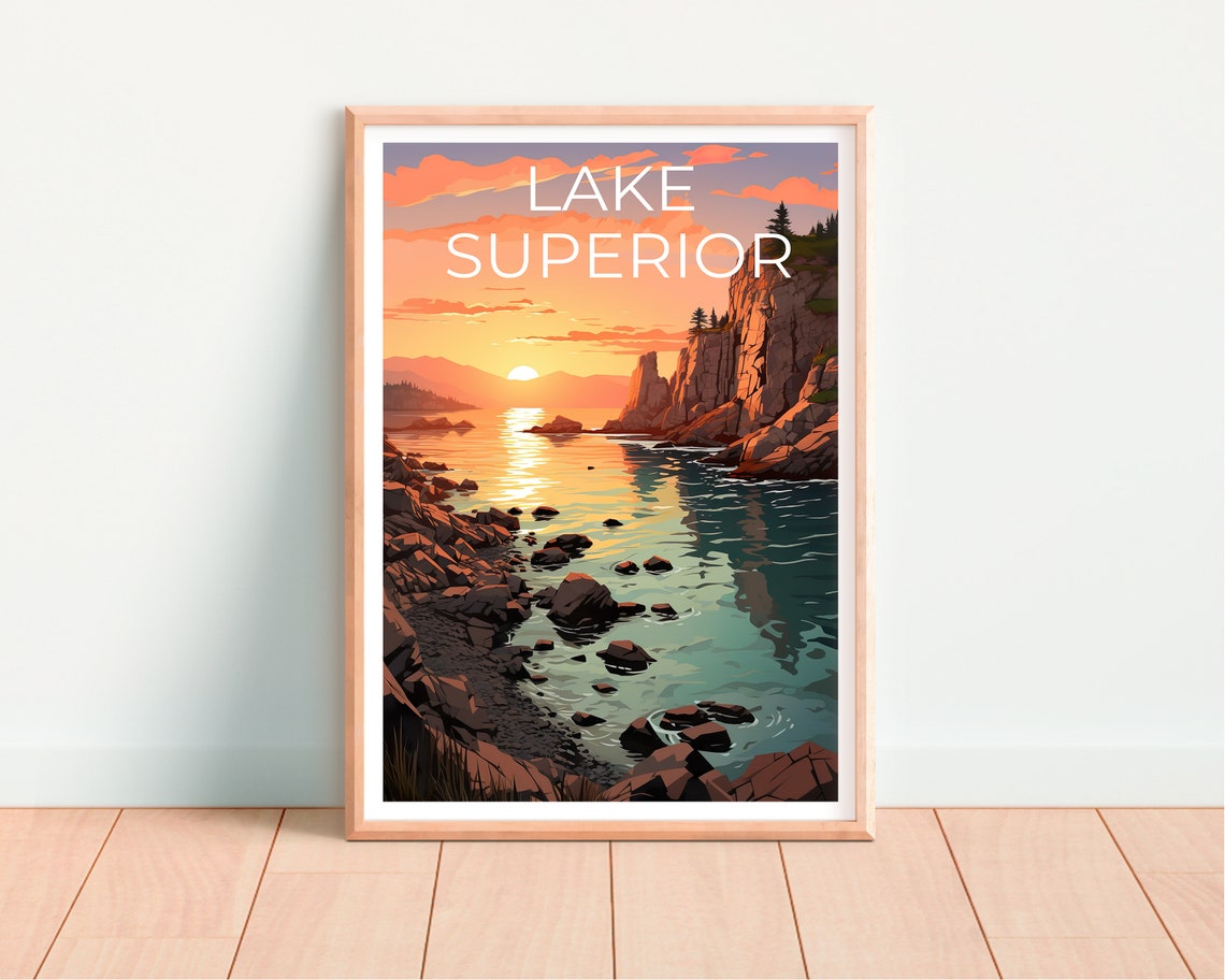 Lake Superior Poster Lake Superior Art Great Lakes Poster Great Lakes Art - Image 4