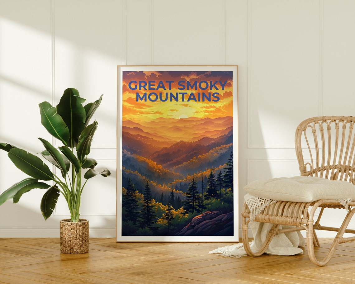 Great Smoky Mountains Poster Smoky Mountains Print Tennessee Poster North Carolina Poster Hiking Poster Mountain Poster - Image 2