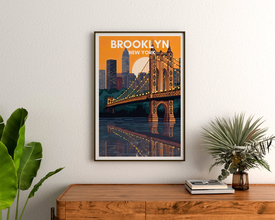 Brooklyn Travel Poster, New York Bridge Art Print - Image 3