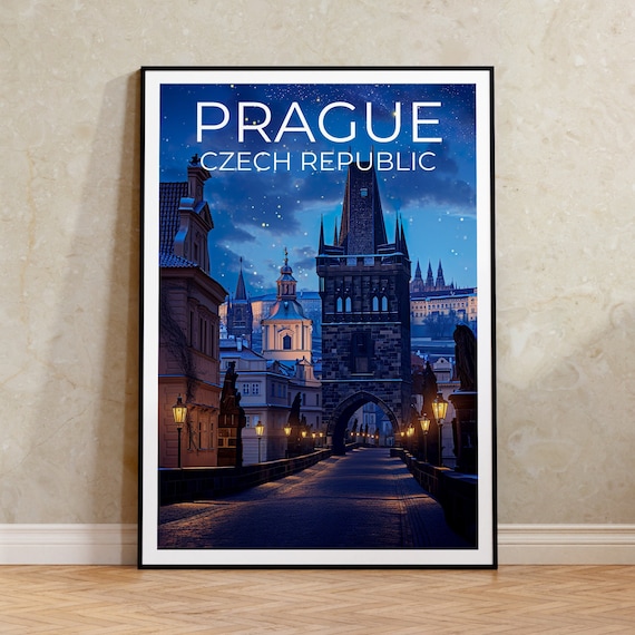 Prague Travel Poster, Charles Bridge Art Print