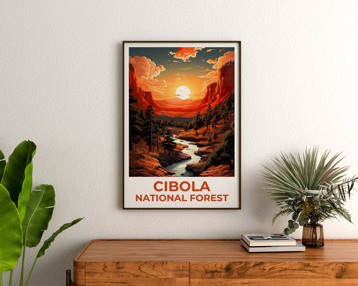 Cibola National Forest Red Rock Canyon River Sunset View Poster - Image 3